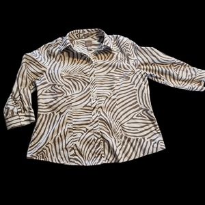 Chico’s Women’s Animal Print 3/4 Sleeve Wrinkle Resistant Top Size 1 (Med) F9